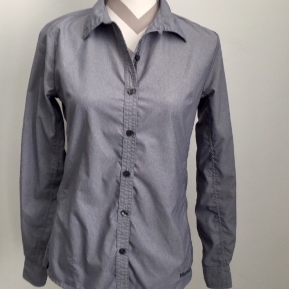 Marmot top long sleeve button down blue/gray S